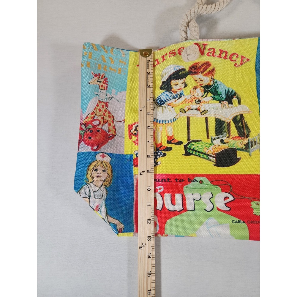 Nurse Nancy Little Golden Book Large Tote Bag Vintage Retro Pepper Plays Nurse - Picture 2 of 6